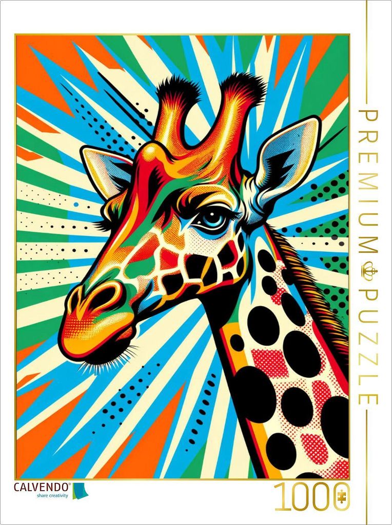 CALVENDO Puzzle Retro Giraffe - Pop Art | 1000 Teile Lege-Größe 64x48cm Foto-Puzzle für glückliche Stunden