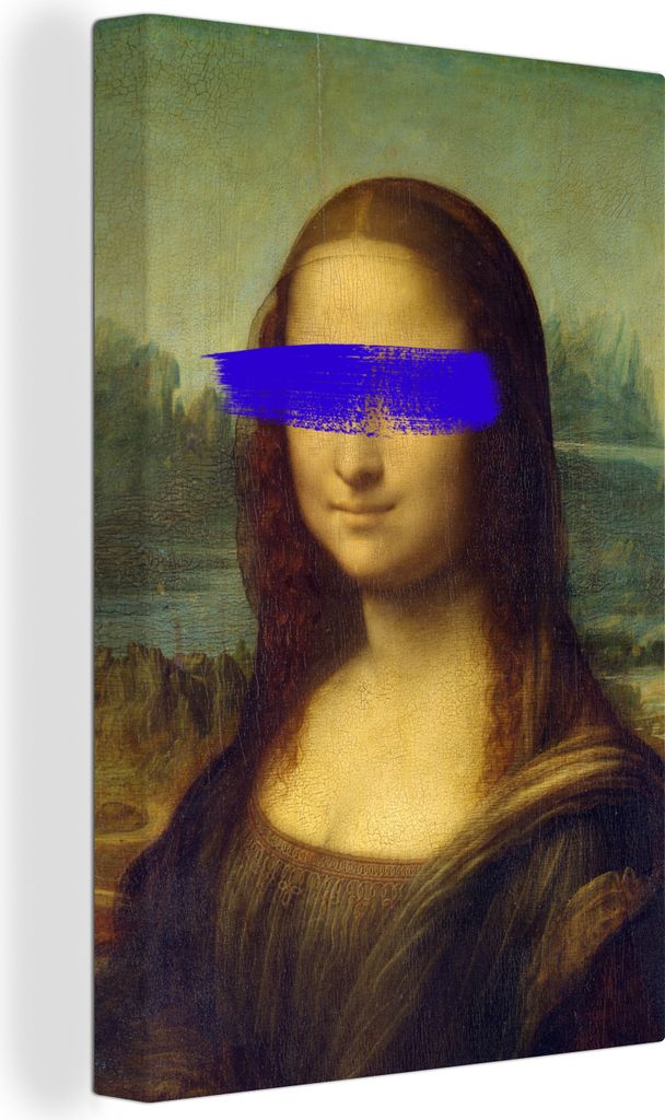 OneMillionCanvasses - Leinwandbilder - 90x140 cm, Mona Lisa - Leonardo da Vinci - Blau - Alte Meister, Wandbilder Kunstdruck Wanddekoration - Fot...
