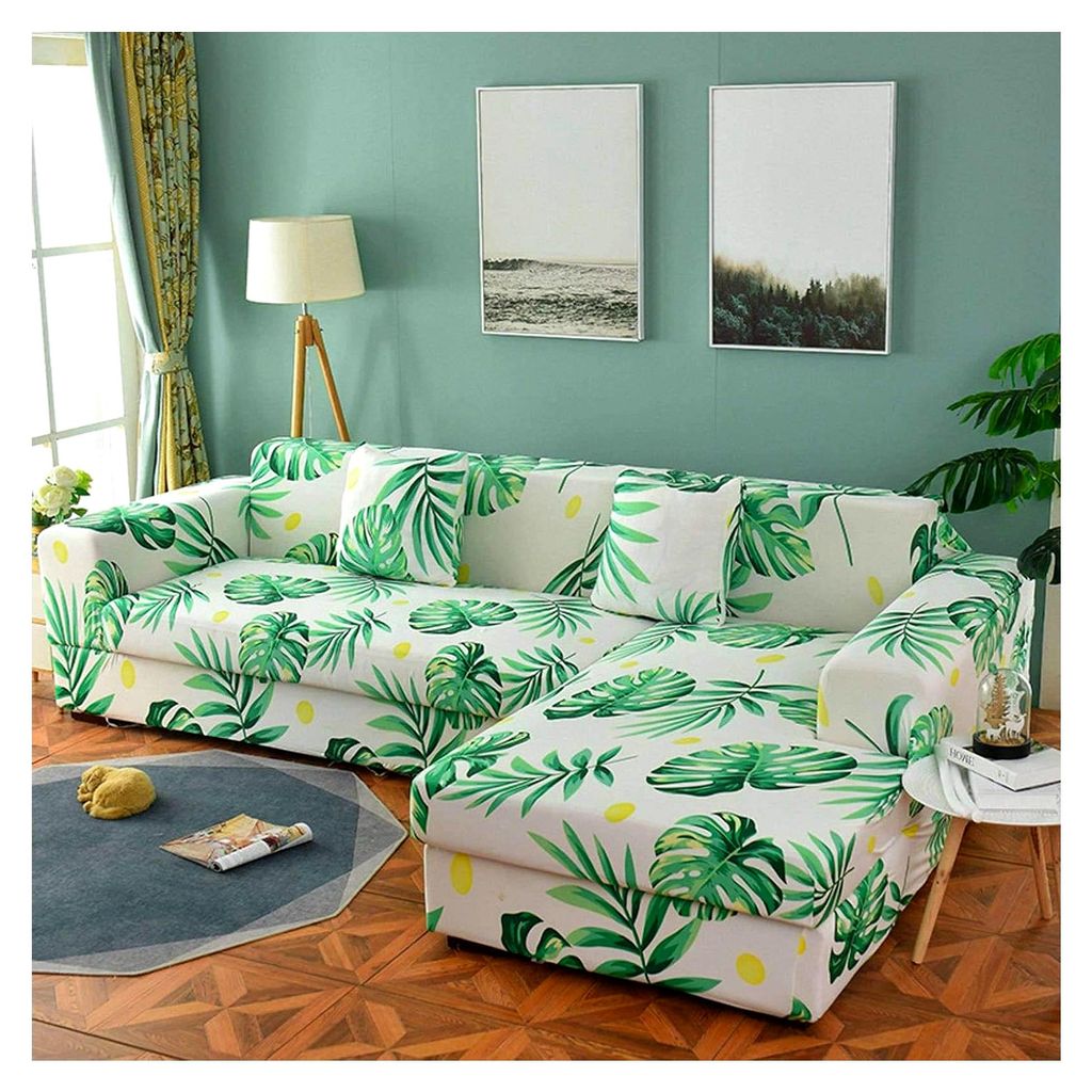 L-förmiger Sofabezug aus Stretch-Polyestergewebe, Möbelschutz, 2 Kissenbezüge (Geschenk) für 2+3-Sitzer