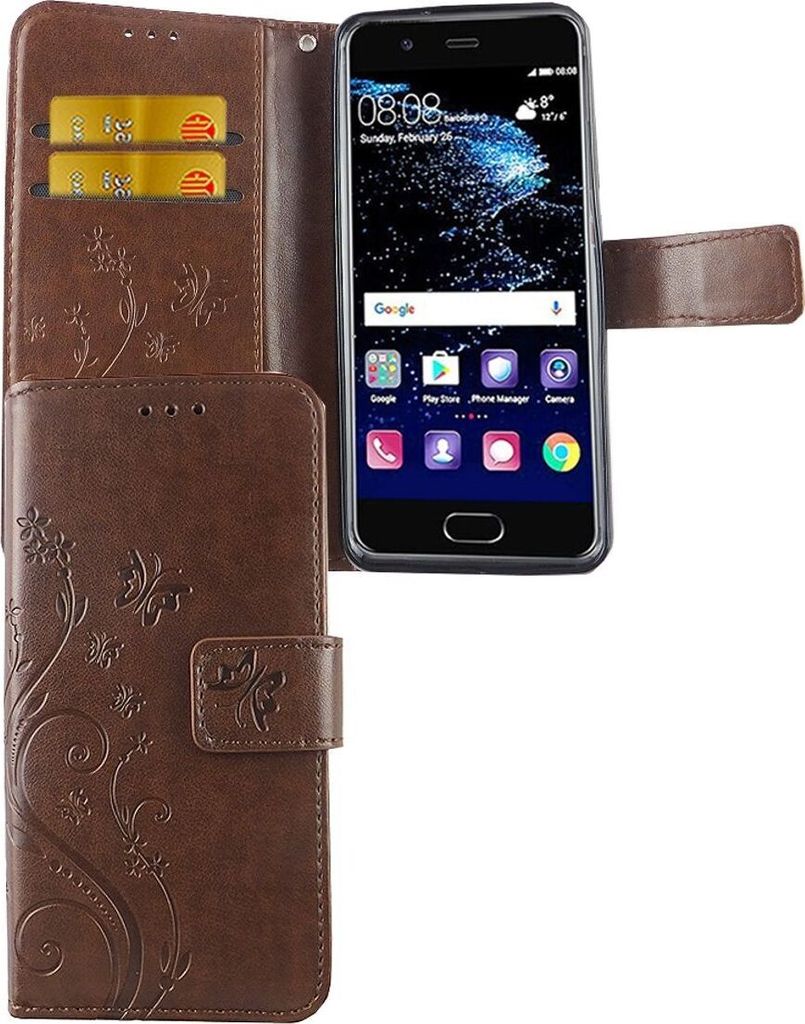 Schutz Hülle Blumen für Handy Huawei P10 Coffee