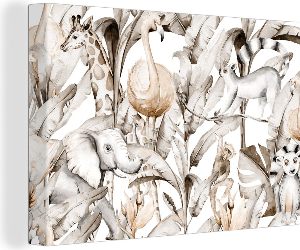 OneMillionCanvasses - Leinwandbilder - 140x90 cm, Aquarelle - Tiere - Pflanzen - Jungen - Mädchen - Kinder, Wandbilder Kunstdruck Wanddekoration