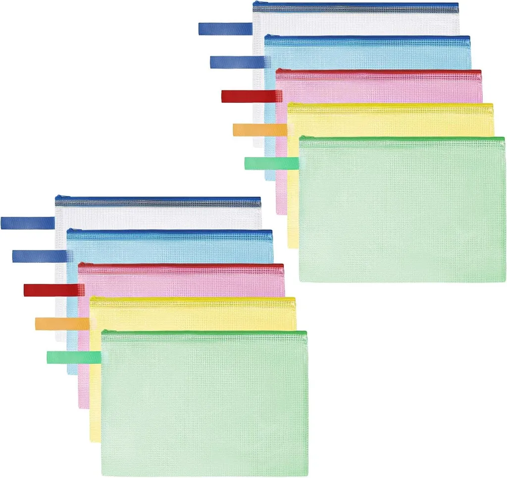 Pochettes de Rangement A5 Étanches et Colorées avec Zip Haute Qualité