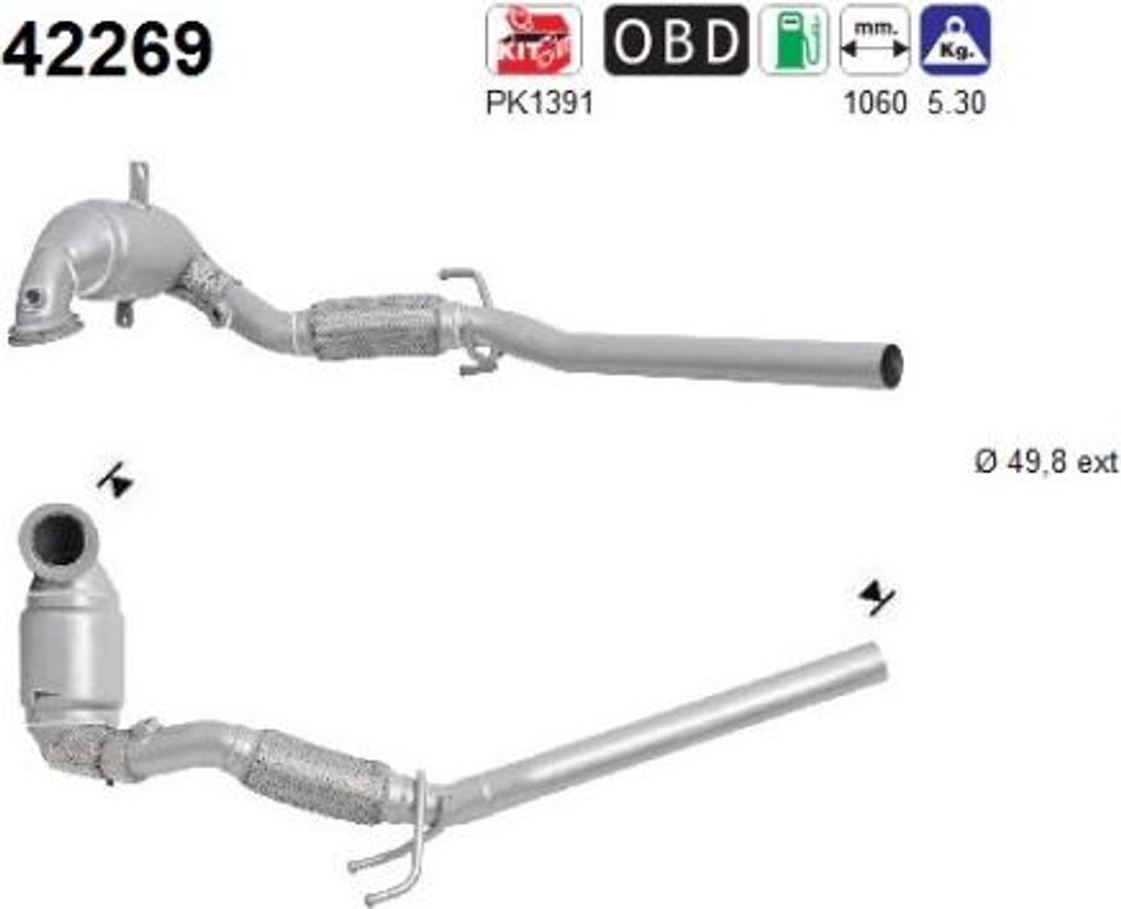 AS Katalysator Kat für VW Polo Schrägheck (6R1, 6C1) Euro 6 42269