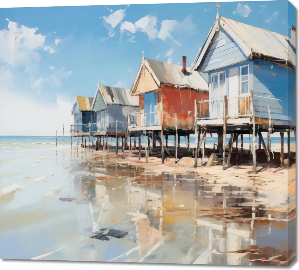 Quadro Casette Colorate 100x90 - Atmosfera Relax e Colori del Mare