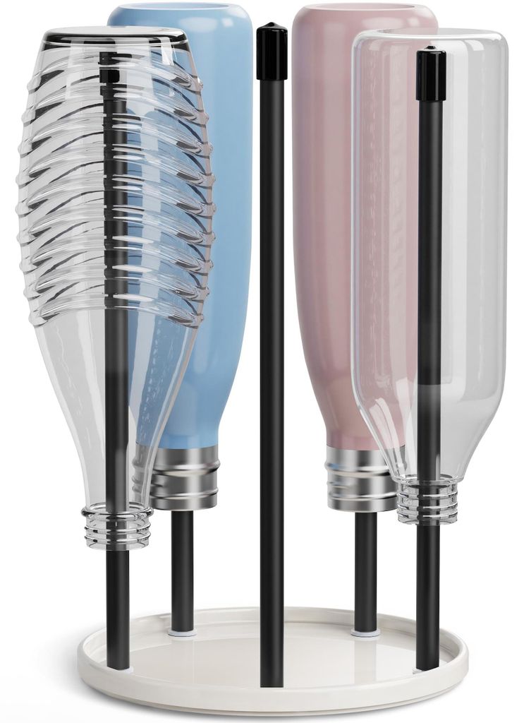 Flaschenhalter für SodaStream Crystal – Keramik-Trockengestell mit Abtropfschale und Trockenfläche für 5 Flaschen | Flaschentrockner für die ...