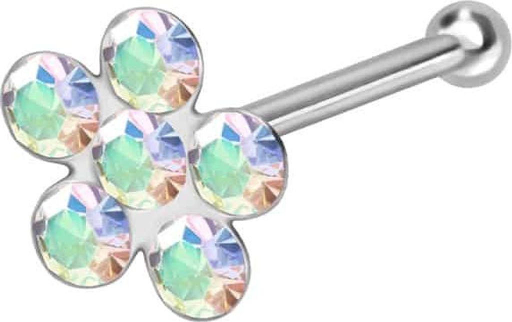 Nasenpiercing, Nasenstecker 925er Silber Nasenstecker Pin KRISTALLBLUME