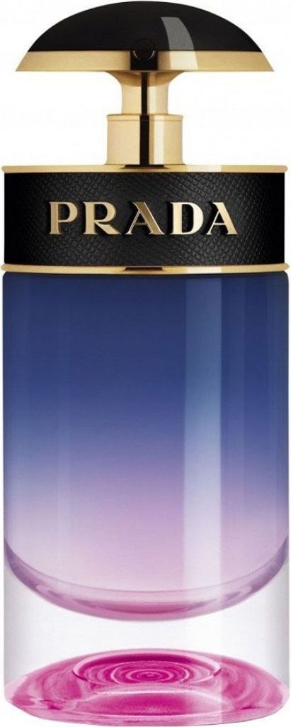 A product shot of a Prada Candy Night Eau de Parfum bottle.