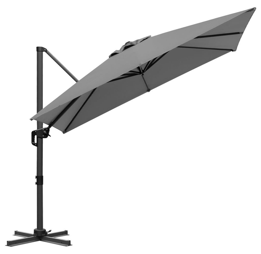 Faziango Sonnenschirm Grau Ø300 cm – Moderner Terrassenschirm mit Kurbel, UV-Schutz & stabilem Mast