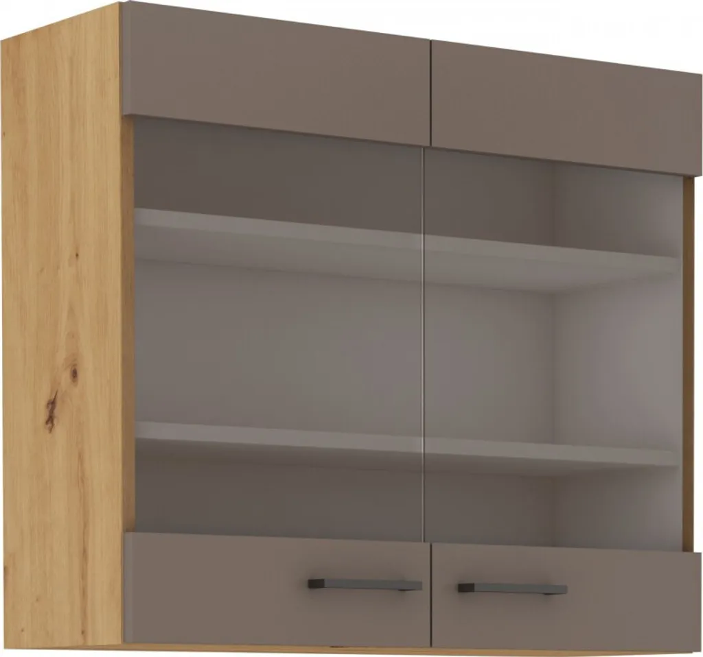 Pensile Vetrina BALIJA 80 cm - Grigio Tartufo per Cucine Contemporanee