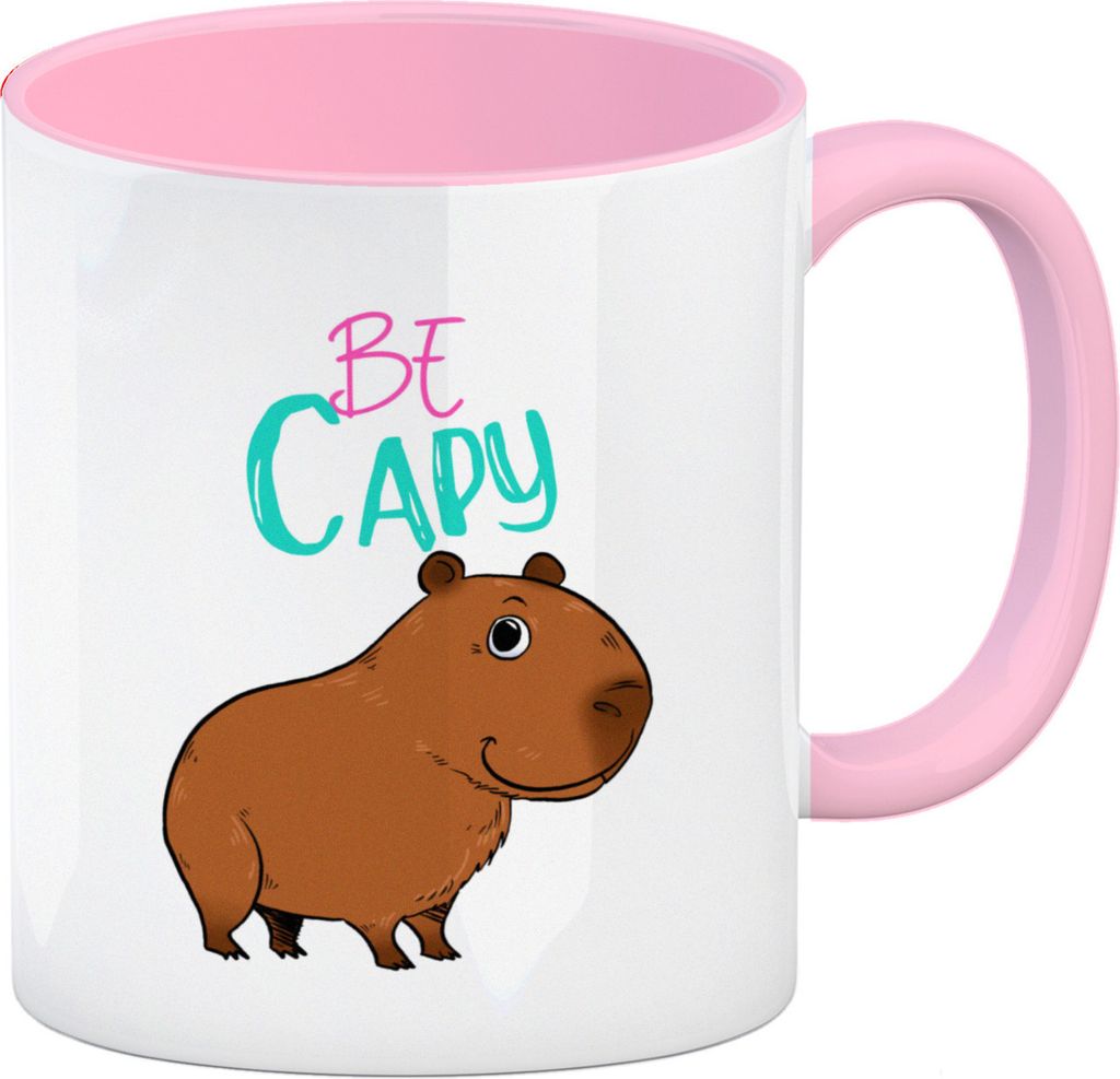 Be Capy Kaffeebecher in rosa mit niedlichen Capybara Motiv