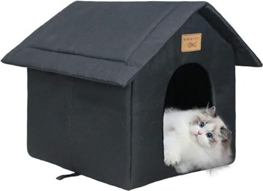 Katzenhaus Für Draußen Winterfest Wasserdicht Wetterfester Katzenhöhle Haustierhaus mit Katzenmatte Warm Hundehöhle Waschbar Hundehaus Tierheim