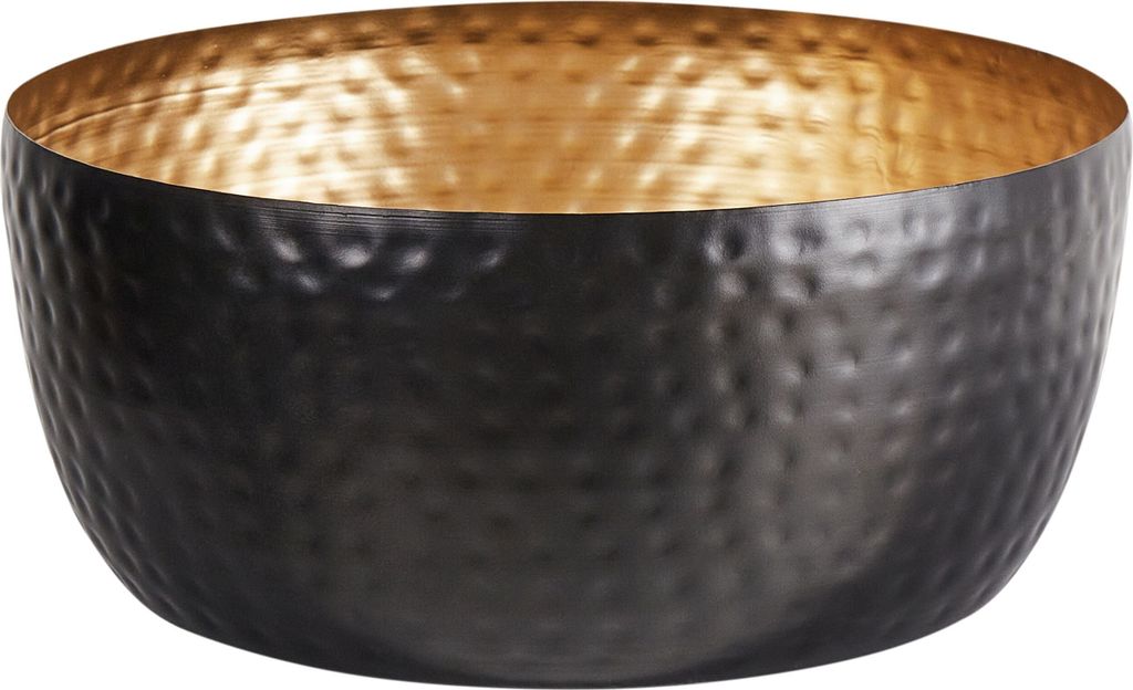 BELIANI Dekoschüssel Schwarz und Gold Eisen rund Wohnaccessoires Tischdekorationen Tischdeko Accessoires Dekoartikel
