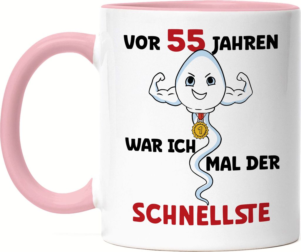 Vor 55 Jahren War Ich Mal Der Schnellste Tasse Rosa 55. Geburtstag Let's Dance Alles Gute Let's Party Happy Birthday