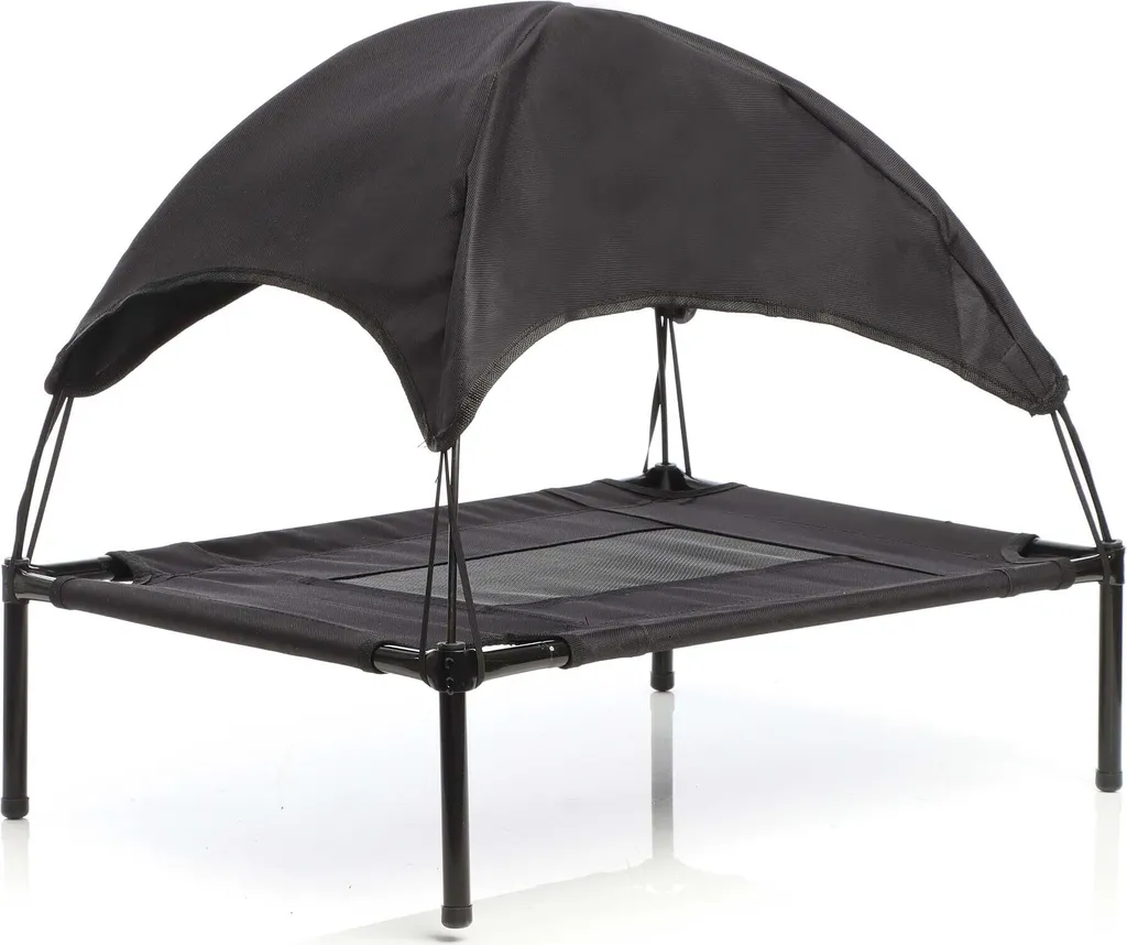 Wiltec letto per cani con tetto nero 91 x 76 x 16 cm taglia L fino a 35 kg letto per gatti all'aperto posto letto per animali domestici baldacchino solare