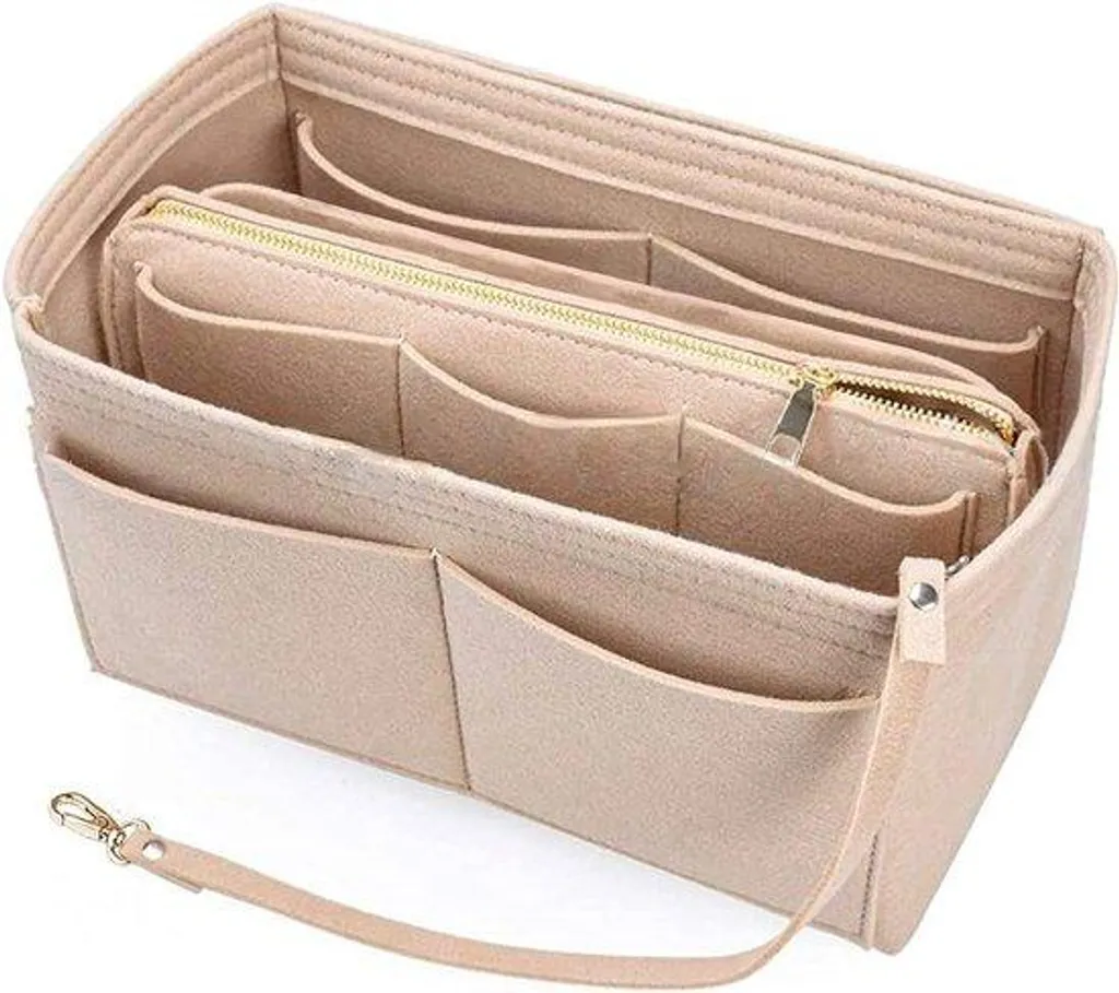 Sac à main beige anti-désordre avec fermeture éclair et rangement facile