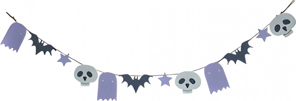 Halloween Motiv Holz Girlande in Pastell Farben 110cm