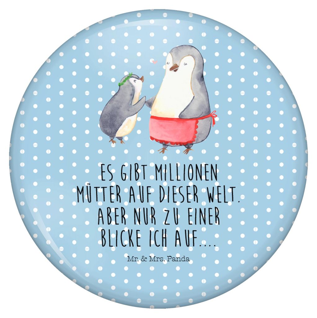 Mr. & Mrs. Panda Pin Pinguin mit Kind - Blau Pastell - Geschenk, Familie, Anstecker, Mutter, Mama, Plakette, Muttertag, Badge, Vorbild, Button