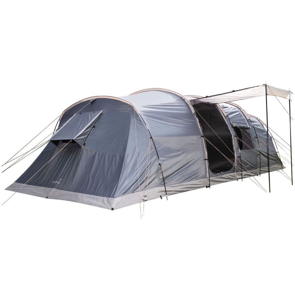 Skandika Tunnelzelt Casablanca 8 Protect | Camping Zelt mit 2 Schlafkabinen, dunkle Schlafkabine, eingenähter Zeltboden