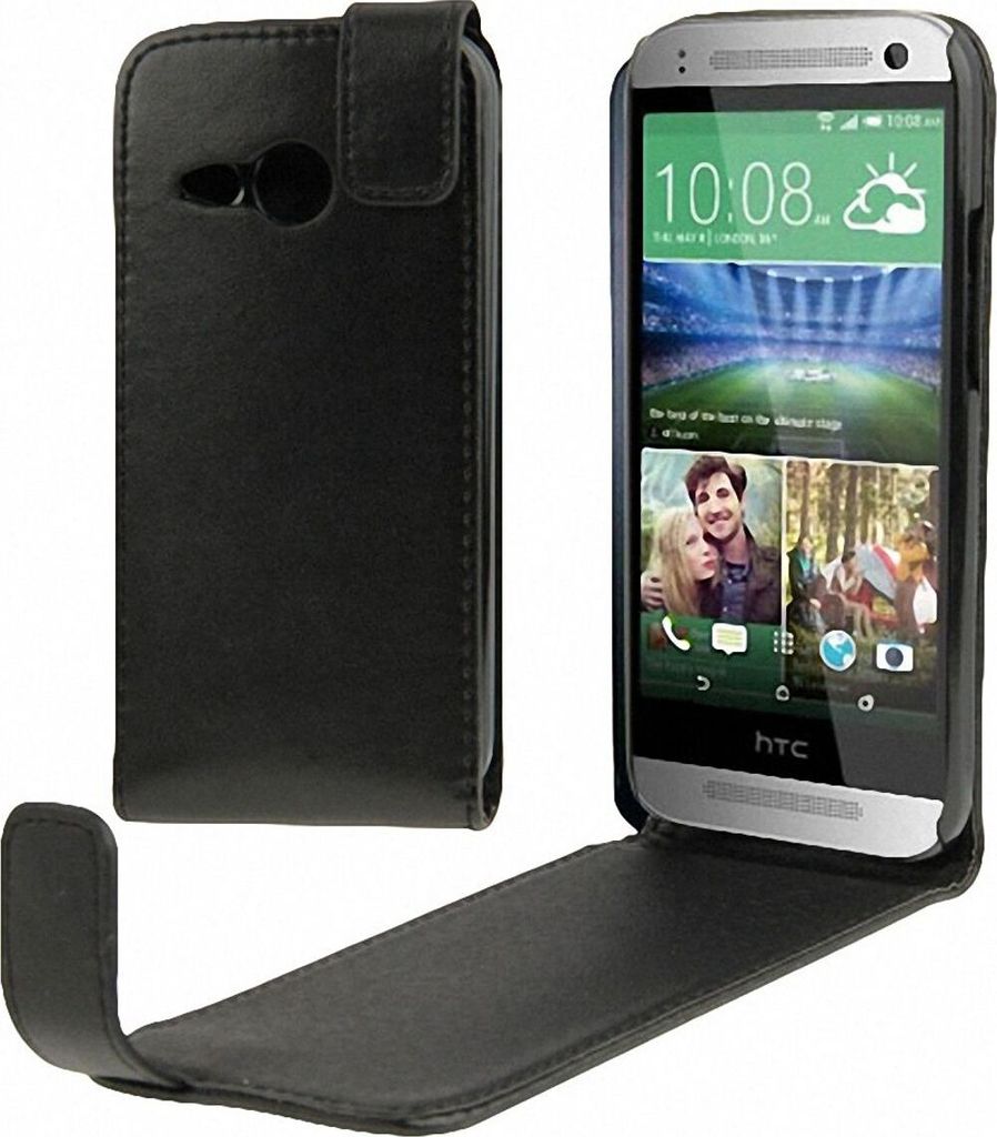 Schutzhülle Flip Tasche für Handy HTC One Mini 2 Schwarz