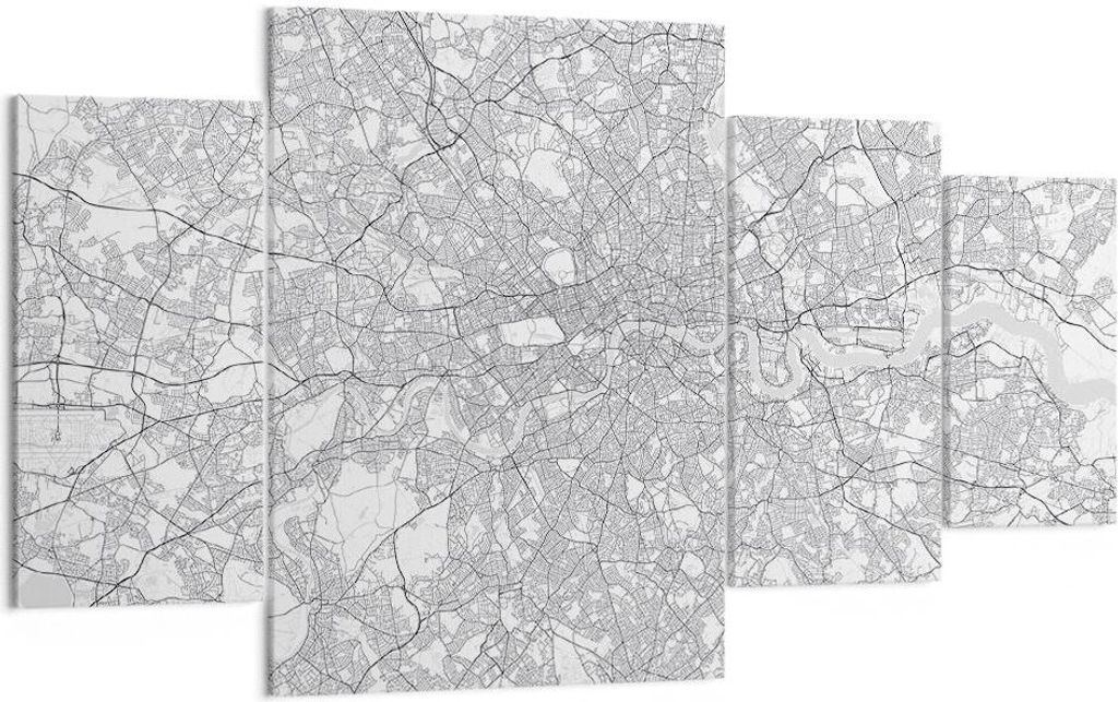 Bild auf Leinwand - Leinwandbild - 4 Teile - Stadt Karte Produktbild 
