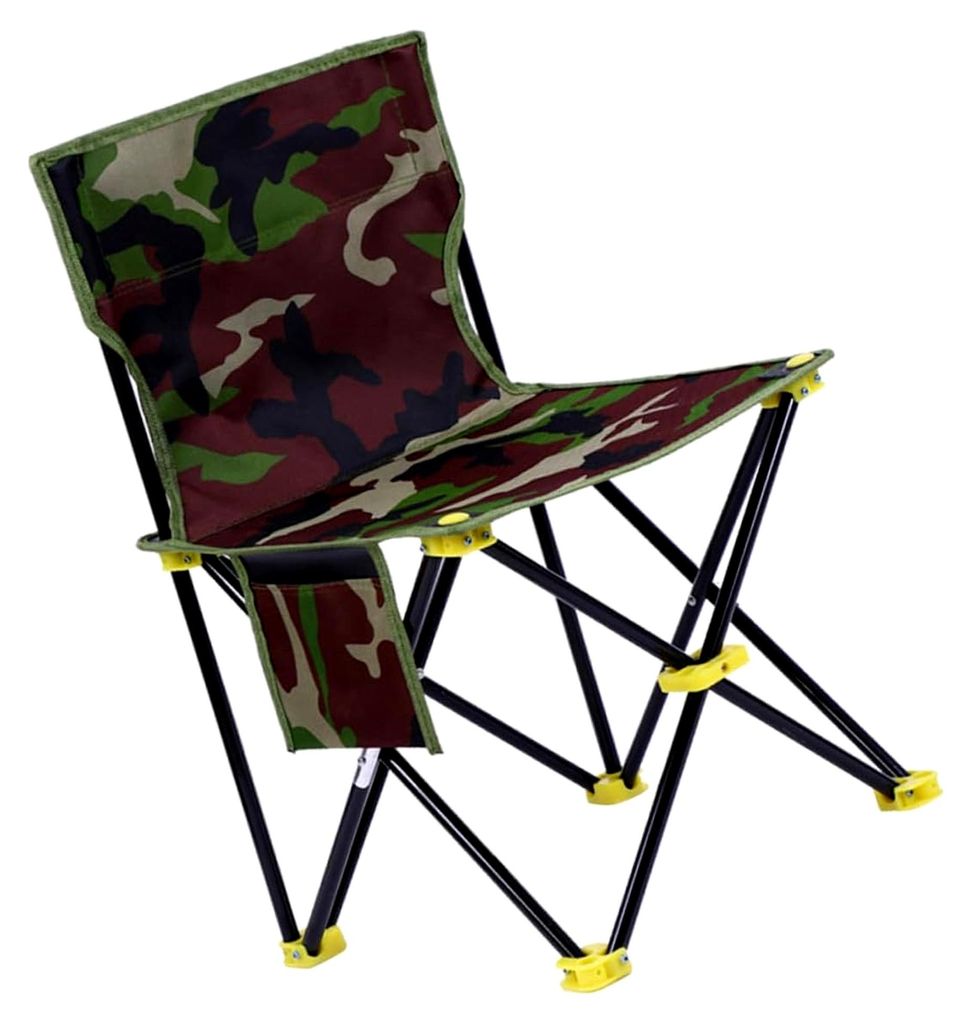 Klappstuhl Klein für Outdoor, Camping, Garten und Angeln, Tragbar, Leichter Stahlrahmen, Sitzfläche und Rückenlehne