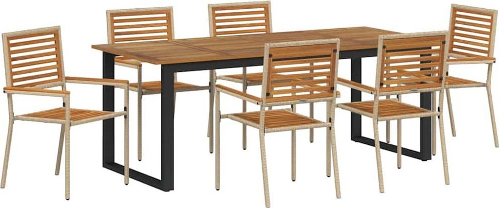 Garten Essgruppe 7 pcs Beige Massivholz Akazie