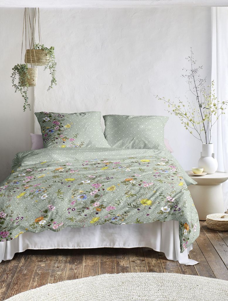 Irisette Mako-Satin Bettwäsche-Garnitur Tokio 8599 Farbe grün Größe 135x200+80x80