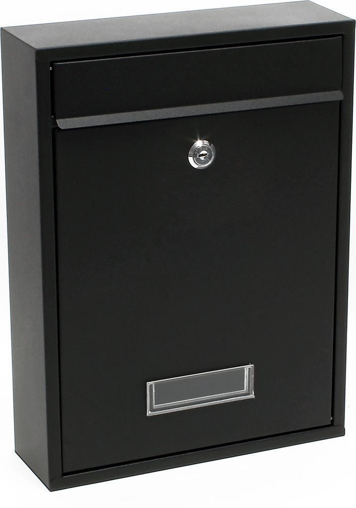 Wiltec Briefkasten schwarz V11 Postkasten mit Namensschild, Produktbild 