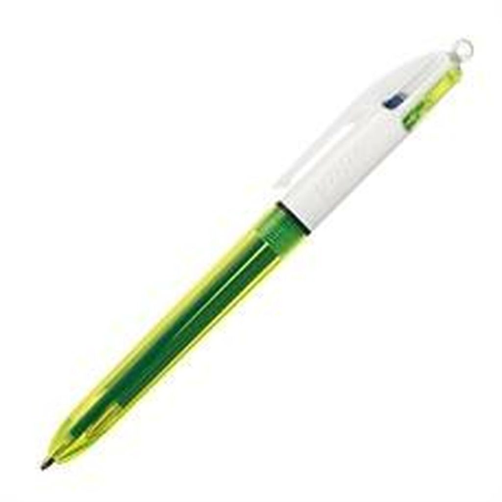 BIC 4Colours Fluo, Anklippbarer versenkbarer Stift, Grün, Produktbild 