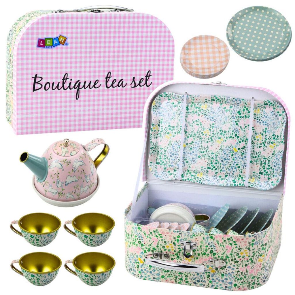 Lean Toys Teeservice In Etui Pastellfarbenes Metallgeschirr 15 Farben
