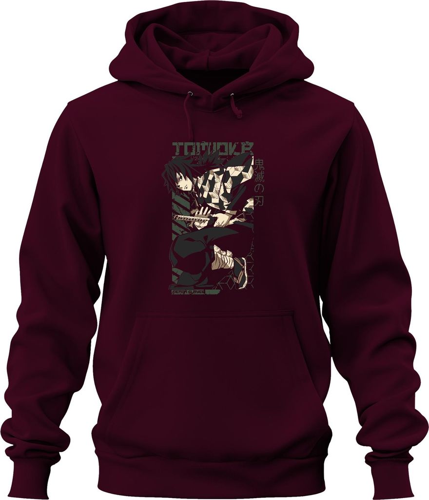 Giyu Tomioka Kimetsu no Yaiba Demon Slayer Anime Geschenk Uni Hoodie Kapuzenpullover, Burgundy, L
