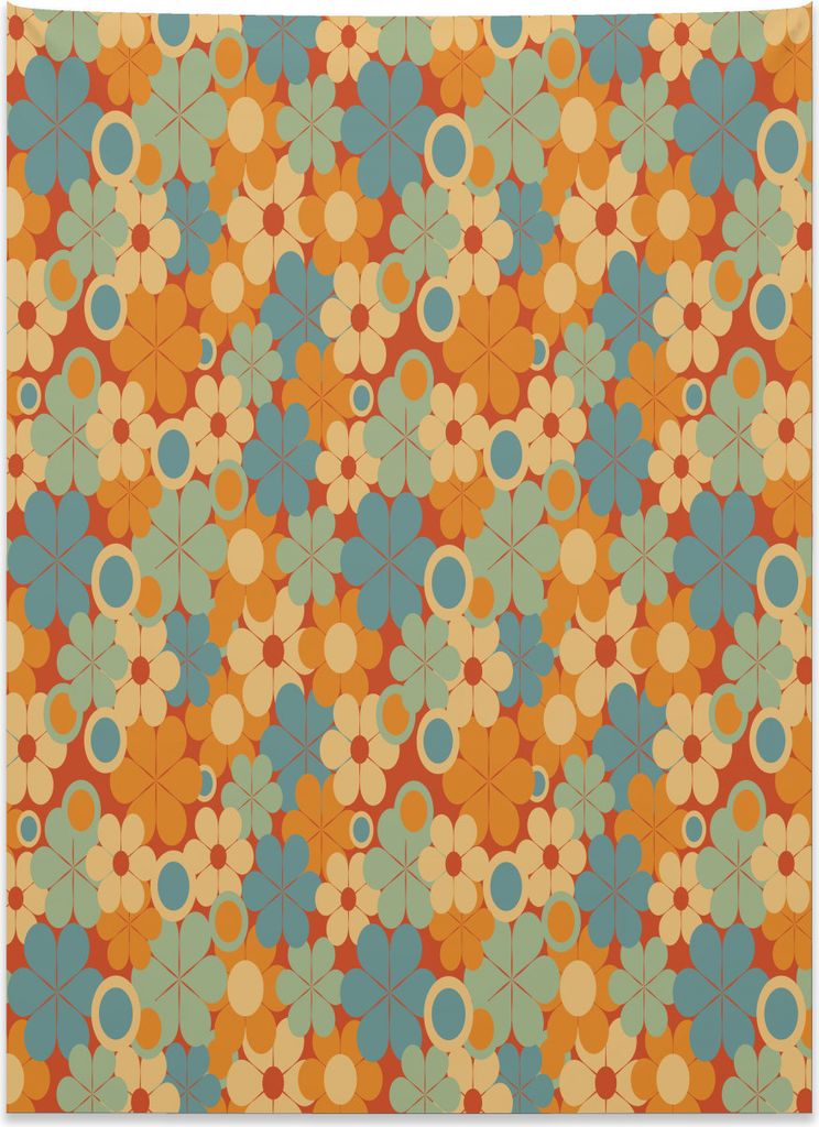Abakuhaus Erdfarben Wandteppich, Retro Herbst Garten aus Weiches Mikrofaser Stoff Kein Verblassen Klare Farben Waschbar, 110 x 150 cm, Orange Beige...