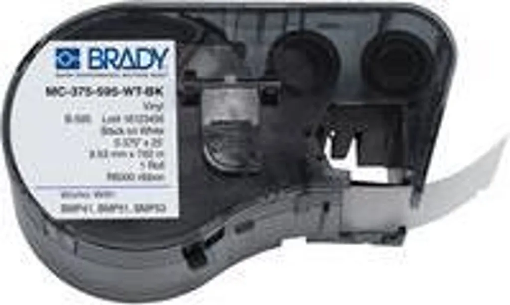 Brady MC-375-595-WT-BK Ruban Vinyle Continu Noir sur Blanc 9,53mm 139923
