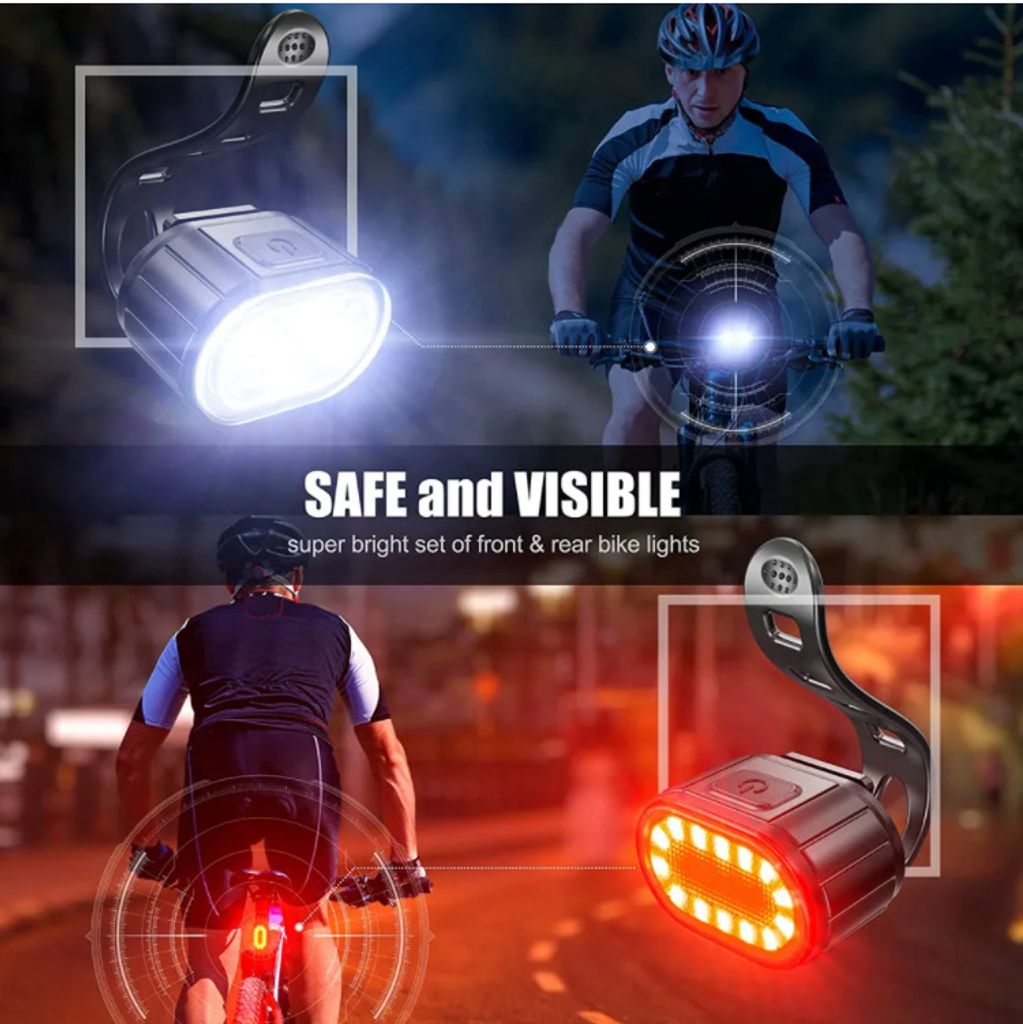 LED Fahrradlicht Set USB Fahrradbeleuchtung Fahrad Scheinwerfer Rücklicht Lampe 