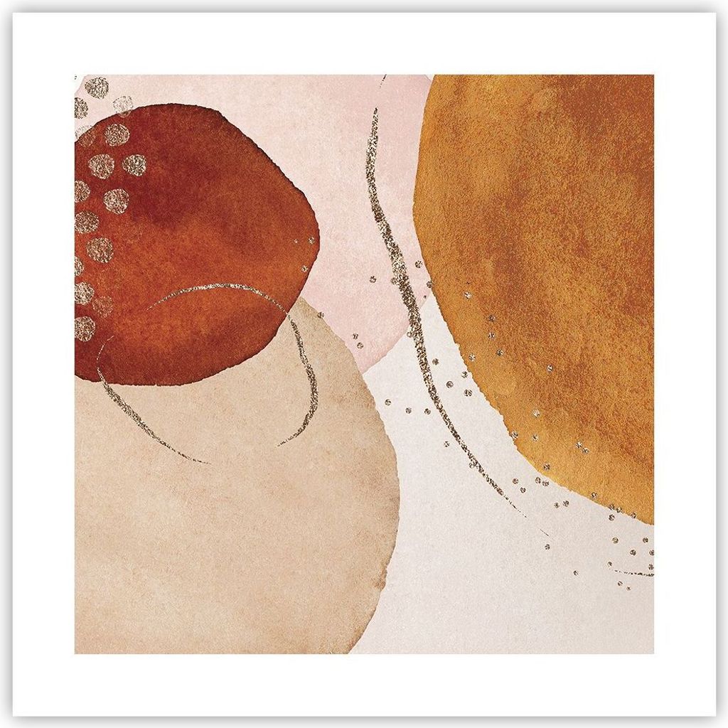 Poster - Poster ohne Rahmen - Orange Abstraktion Flecken - 40x40 cm - Wand Bild - Wanddeko - Wandbilder - Kunstposter - Wandposter - Bilder - Kunst...