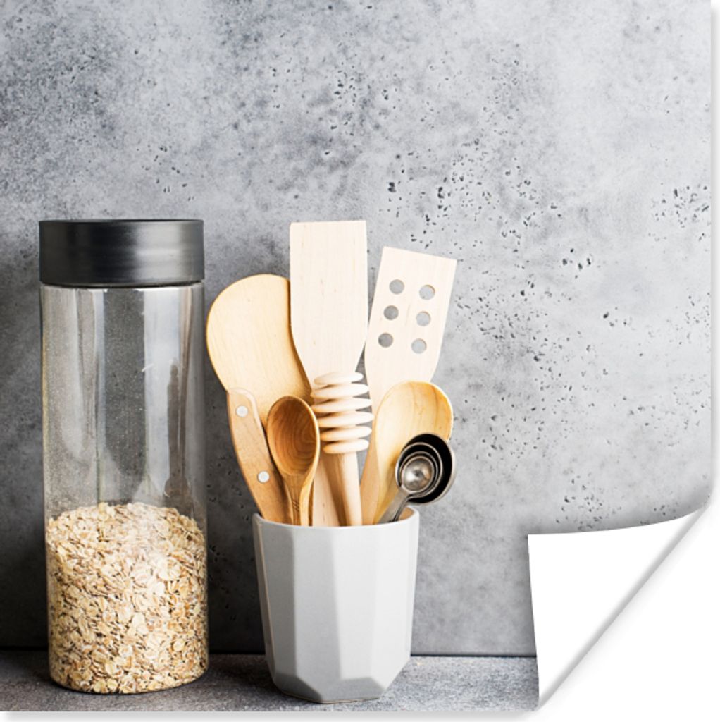 MuchoWow Poster Müsli - Spatel - Küchenutensilien 30x30 cm - Wandposter - Printing