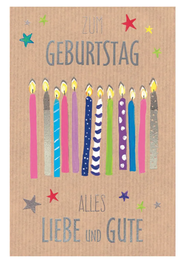 Petite carte de vœux Bougies festive et colorée de qualité premium