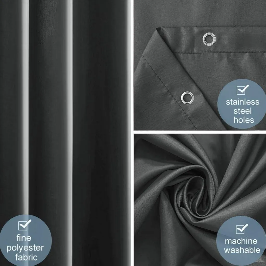 Rideau de douche 120x180 textile imperméable polyester gris foncé