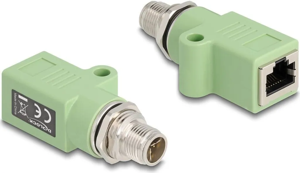Adaptateur Réseau M12 vers RJ45 Femelle Droit pour Câblage Ethernet IP67