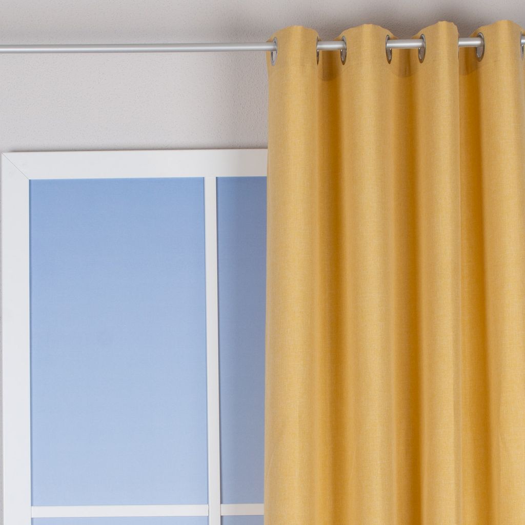 Ösenvorhang Brilliant Leinenoptik einfarbig gelb 140x245cm Produktbild 
