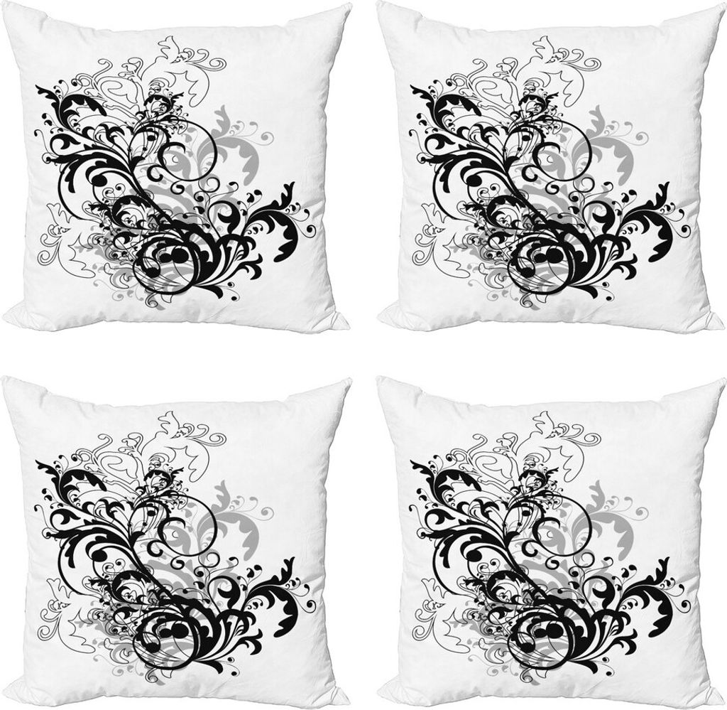 ABAKUHAUS Wein Kissenbezug Set (4 Stück), Monochrome abstrakten Blätter, Moderner Doppelseitiger Digitaldruck, 45 cm x 45 cm, Schwarz Pale Taupe ...