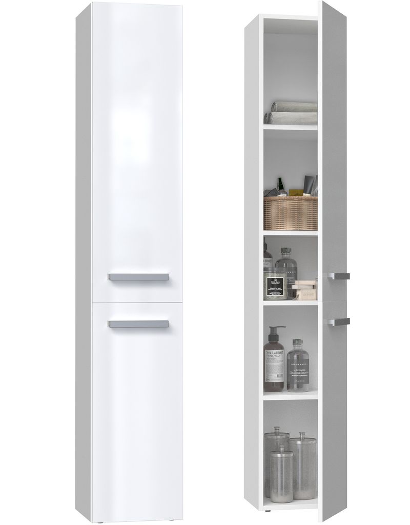 Badezimmerschrank NEL II 31x30x174 cm  weiß  glänzend Produktbild 