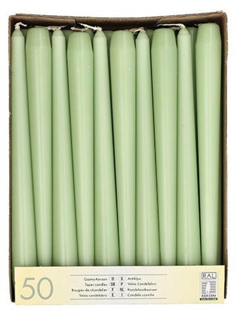 Papstar Leuchterkerzen jadegrün Ø 2,2 cm · 25 cm, 2 x 50 Produktbild 