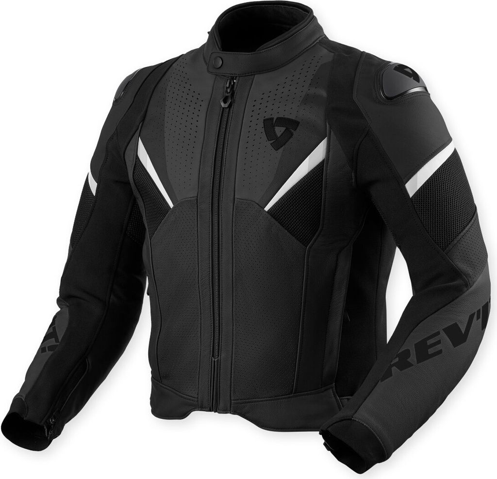 Revit Automate perforierte Motorrad Lederjacke, schwarz, 54