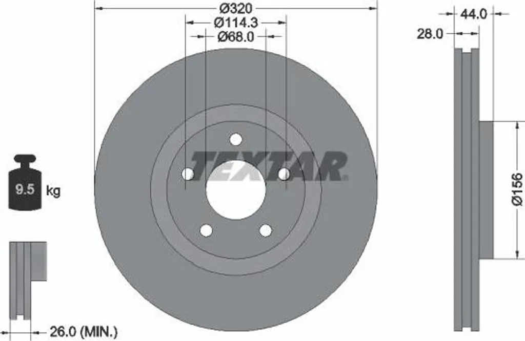 Disque de frein carbone TEXTAR 92222003 296mm - Nissan Renault 40206ET01A