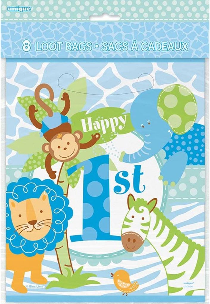 Geschenkbeutel PVC 18x22cm/8St. 1.st HB Boy Safari