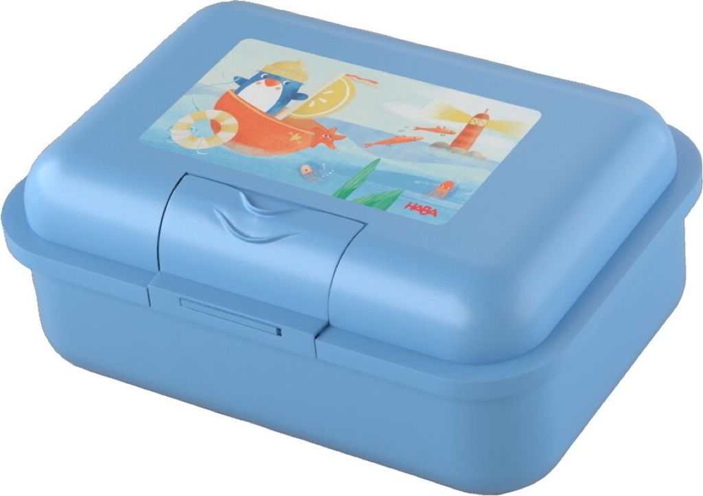 HABA Brotdose Pinguin (Blau) mit Trennfach - Robuste Snackbox für Kinder, spülmaschinengeeignet, ideal für Schule, Kita & Reise - 2012442001