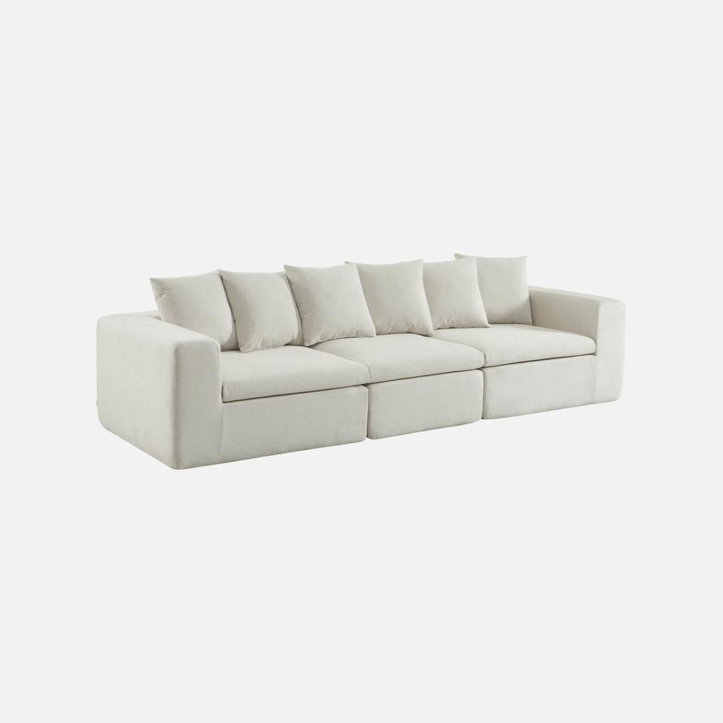 sweeek - Modulares 3-Sitzer Sofa mit Chenille-Bezug - Weiß
