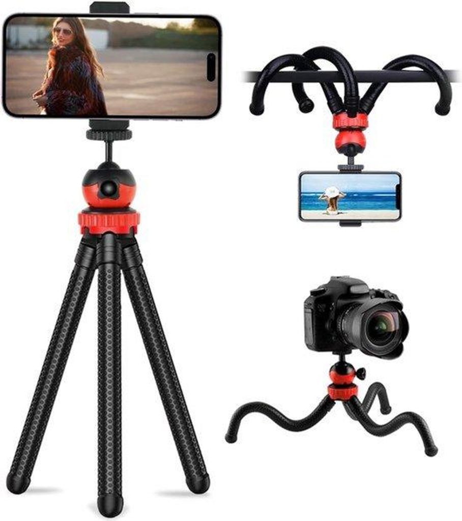 Kleines Stativ für Smartphone und Kamera, flexibel, antirutsch, für YouTube, Reise, DSLR