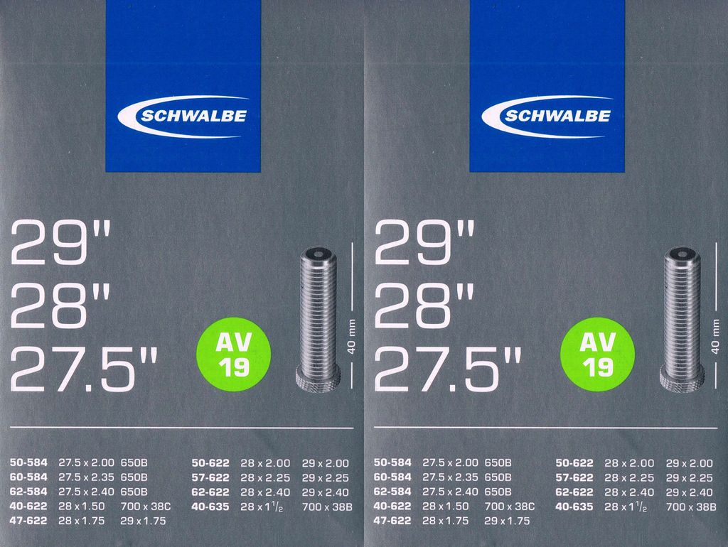2x Schwalbe AV 19 Schlauch 29 Zoll 622 Auto Schrader AV19 Produktbild 